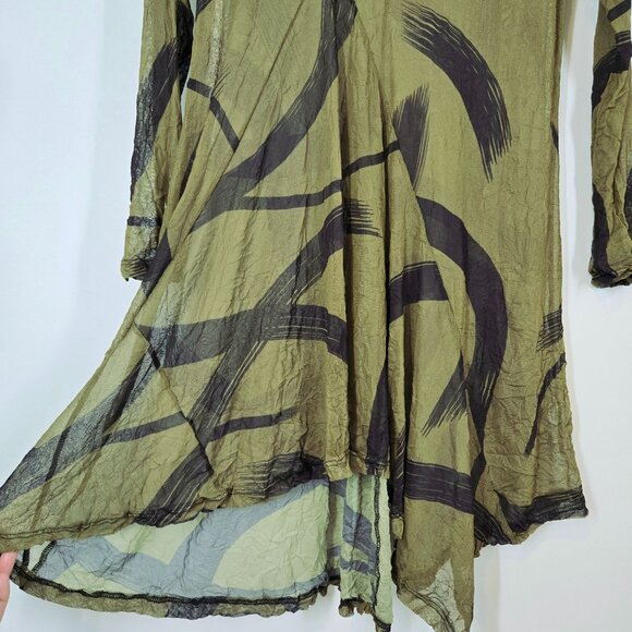 Lisa Bayne Green Semisheer Mesh Lagenlook Tunic Top Painterly Women's Size Small - Picture 8 of 11